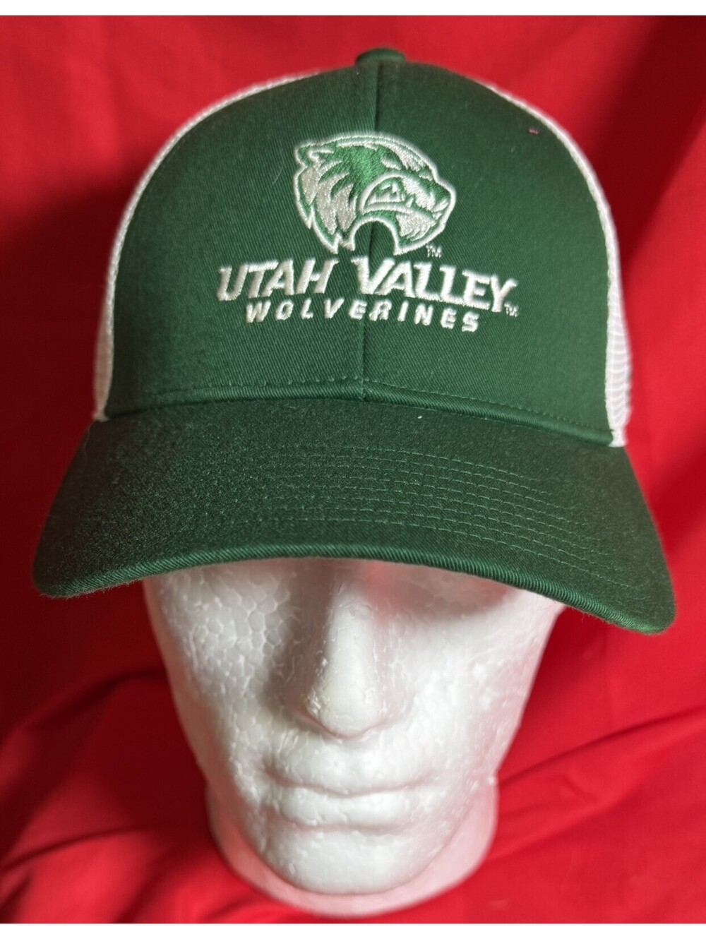 Adidas Utah Valley Wolverines Green/White Mesh Trucker Snapback Hat NWT
